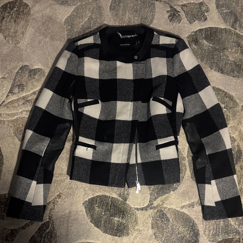 Karen Millen Black and White Plaid Blazer